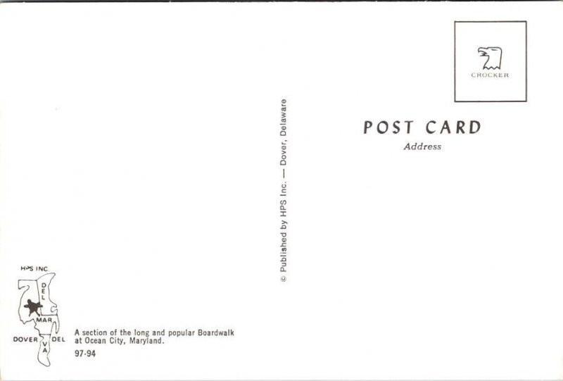 Ocean City Maryland Boardwalk Train, Beach, Clock Postcard