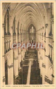 Old Postcard Reims cathedral inside view from the rose window
