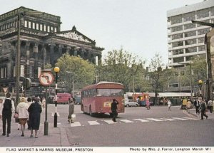Flag Market Harris Market Traffic Preston Lancashire Vintage Postcard