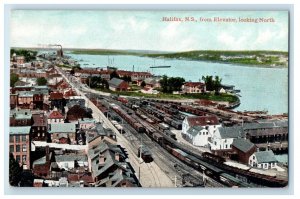 c1905 View from Elevator, Trains, Factory, Halifax Nova Scotia Canada Postcard 