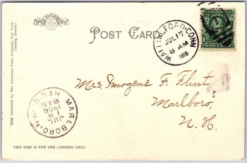 Wallingford Connecticut, 1906 Falls & Bridge, Quinnipiac River, Vintage Postcard