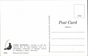 L'Anse Michigan MI Van Classic 1960s Cars Street Scene Vintage Postcard