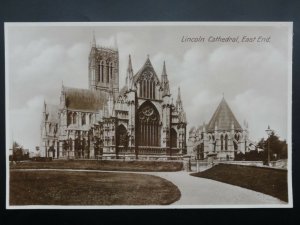 Lincolnshire LINCOLN CATHEDRAL EAST END - Old RP Postcard by Woodstone Bros