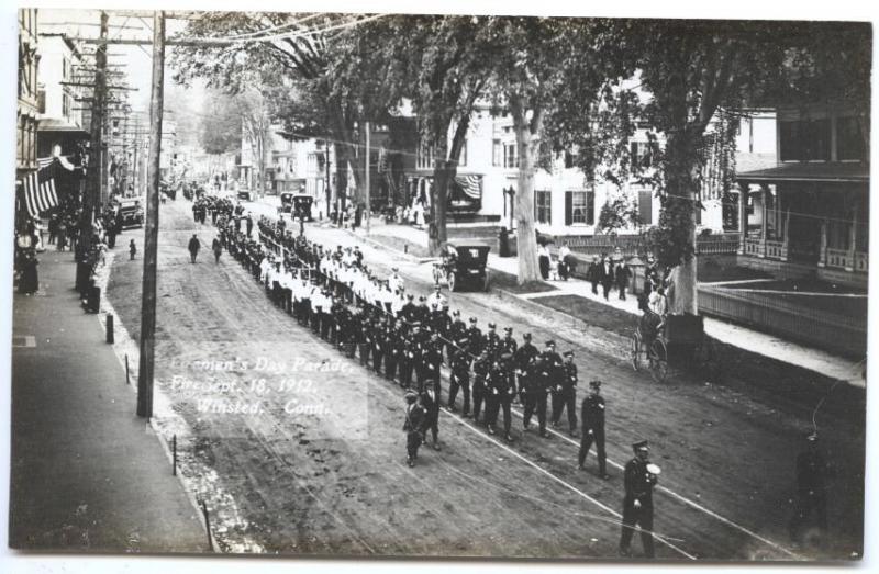 Winsted CT Fireman's Day Parade 9/18/1912 RPPC Real Photo Postcard