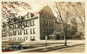 Postcard RPPC 1930s Illinois Aurora West High School Vogel occupation IL24-2711