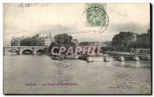 Old Postcard Paris Seine and locks