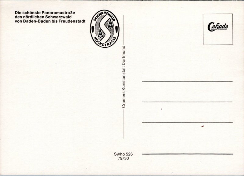 Postcard Germany Map - Schwarzwaldhóchstraße - Black Forest High Road