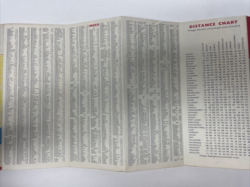 Esso Road Map Ireland Vintage 1959 Foldout Map