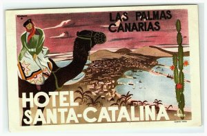 Hotel Santa Catalina Las Palmas Canarias Luggage Label Vtg Sticker Stamp Poster 