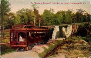 Postcard An Indiana Limited Railroad Train 70 Miles an Hour in Indianapolis, IN