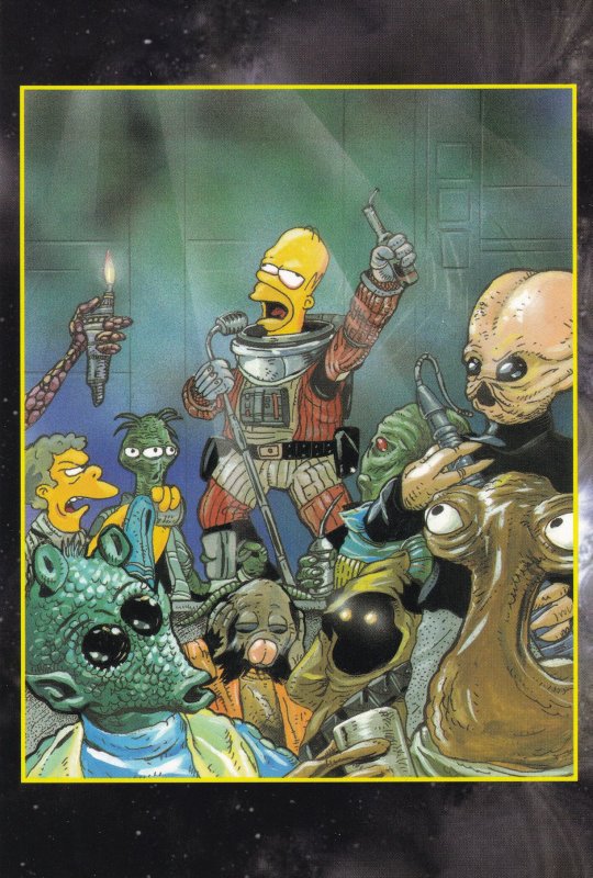 Star Wars Green Lizard Bart Simpson Karaoke Singing Comic Postcard