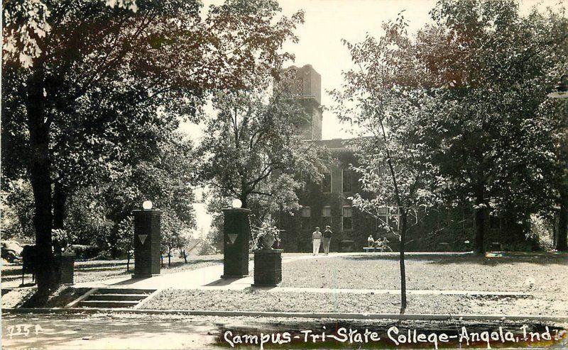 Angola Indiana 1940s Campus Tri State College RPPC real photo postcard 6726