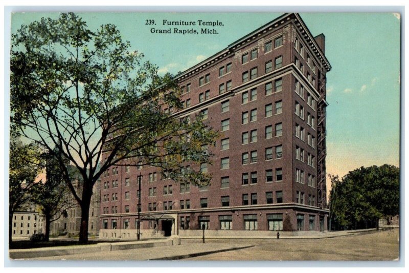 1913 Furniture Temple Building Grand Rapids Michigan MI Posted Antique Postcard
