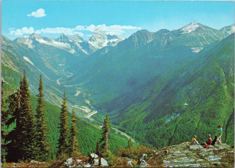 People On Mountain Rogers Pass Highway BC British Columbia Unused Postcard D43