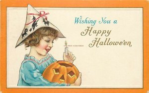 Halloween, Girl Holding a JOL and Candle, Stecher No. 80 E