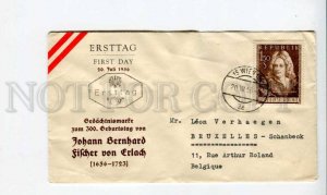 290104 AUSTRIA to BELGIUM 1956 year johann Bernhard First Day real post COVER