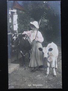 A Lady with two Cows 'HER FAVOURITE' RP c1915