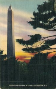 USA Washington Monument at Sunset Washington DC Linen Postcard 07.31