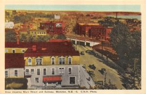 MONCTON, NB Canada  SUBWAY & MAIN STREET SCENE~Bird's Eye View  c1930's Postcard