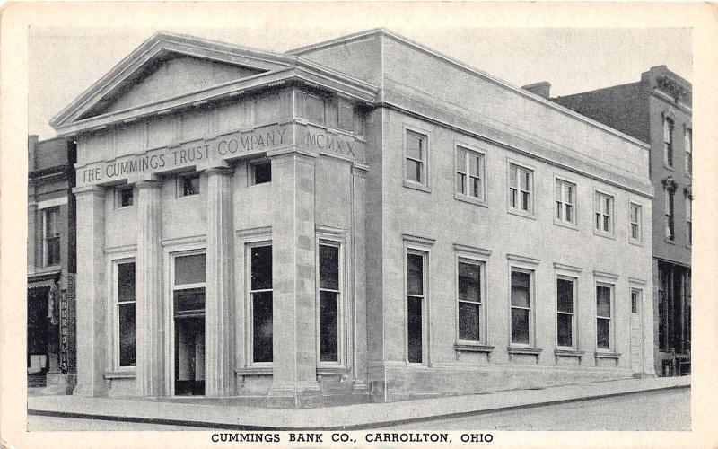 E87/ Carrollton Ohio Postcard Carroll County c1940s Cummings Bank Company 10