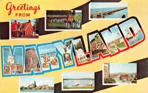 GREETINGS FROM MARYLAND DEXTER PRESS LARGE LETTER POSTCARD (c. 1960s)