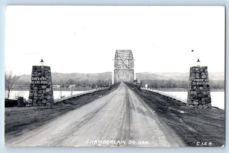 Chamberlain South Dakota SD Postcard RPPC Photo American Island Park 1952 Posted