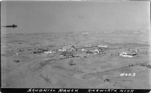 H38/ Ainsworth Nebraska RPPC Postcard c1940s Sandhill Ranch Birdseye