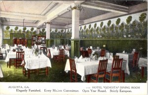 Augusta, GA Georgia  HOTEL GENESTA DINING ROOM~RESTAURANT  ca1910's Postcard