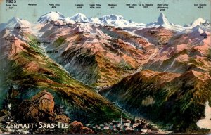 Switzerland Zermatt Saas-Fee Panorama 1913