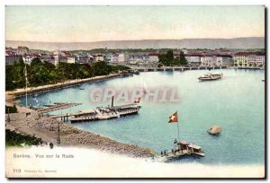 Switzerland Geneve Old Postcard View of the harbor