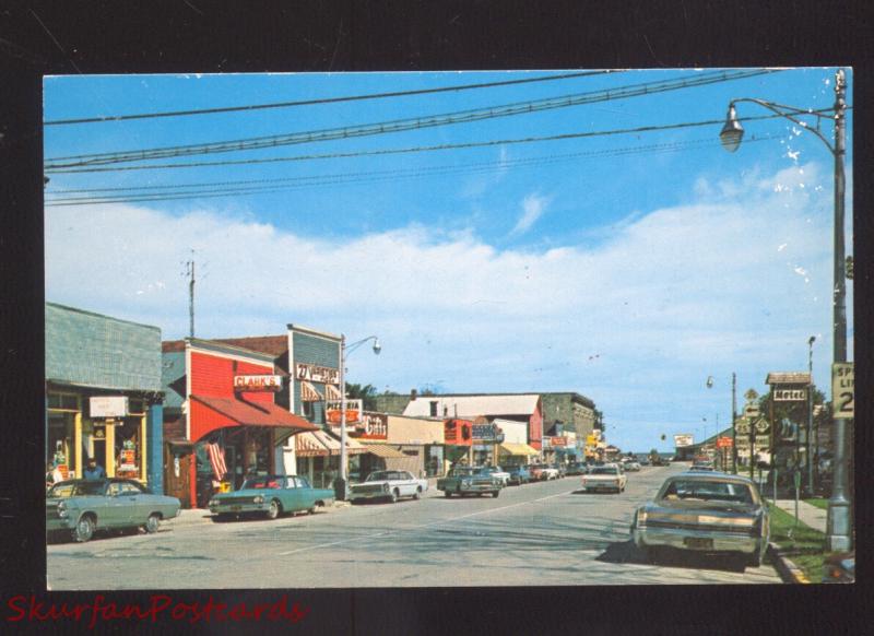 PORT AUSTIN MICHIGAN DOWNTOWN STREET SCENE 1960's CARS VINTAGE POSTCARD