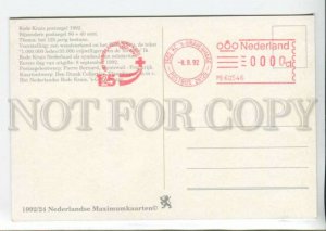 441331 Netherlands 1992 year red cross flag maximum card Postage meter