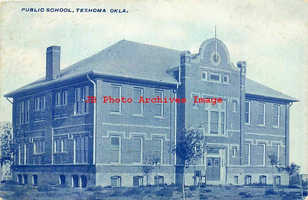 OK, Texhoma, Oklahoma, Public School Building, Exterior View,Mans Drug