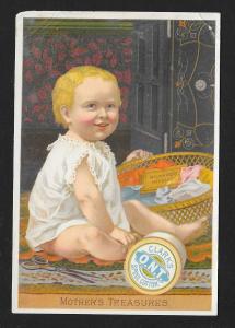 VICTORIAN TRADE CARD Clark's ONT Thread Baby w/Basket