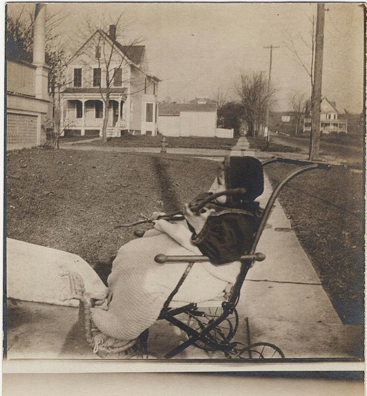 1907-15 RPPC Cute Baby Boy Child Stroller Carriage Outside Real Photo Postcard