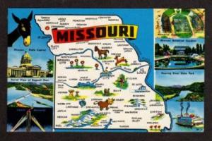 MO View State Map MISSOURI Postcard PC Moberly Macon