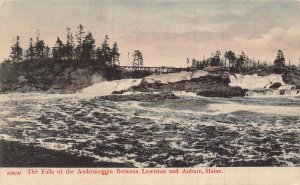 LEWISTON & AUBURN MAINE~FALLS OF THE SNDROSCOGGIN RIVER-1906 PHOTO POSTCARD