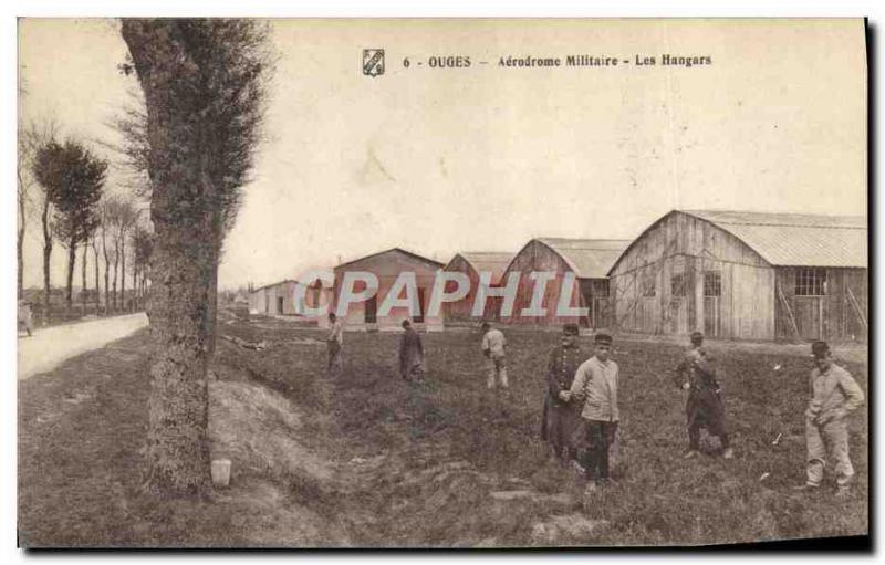 Old Postcard Army Military Aerodrome Ouges Hangars