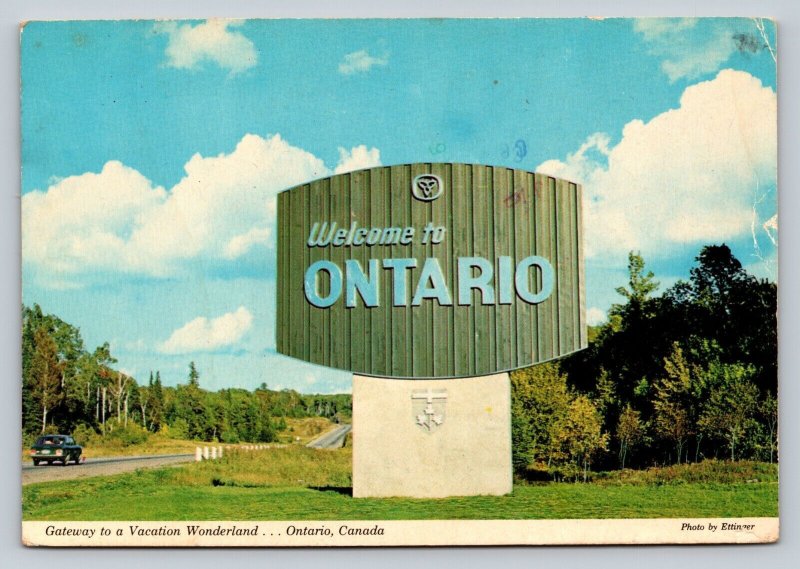 Welcome to ONTARIO Canada Sign 4x6 Vintage Postcard 0236