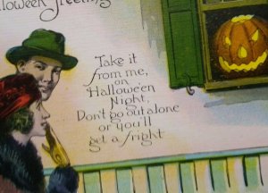 Halloween Postcard Pumpkin Head In Window NYCE Series 363 Salesman Sample Unused
