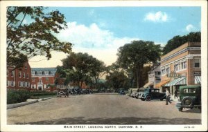 DURHAM NH Main Street CLASSIC CARS Old Postcard