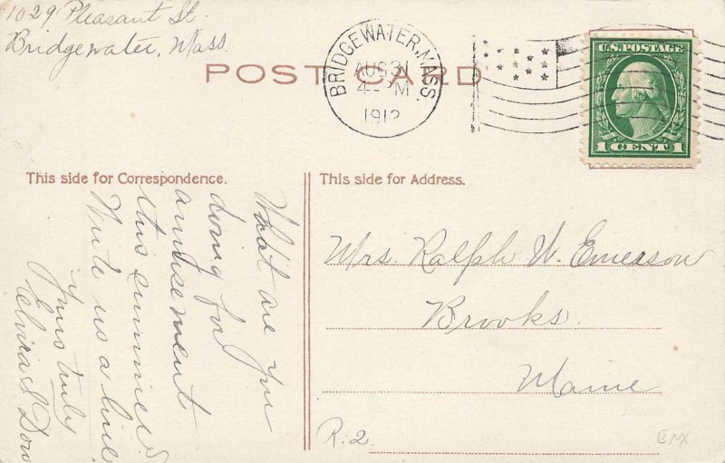 Bridgewater MA Railroad Station Train Station Depot Postcard 