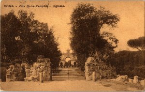 Villa Doria Pamphili Ingresso Divided Antique Postcard Cancel WOB Cancel Foreign 