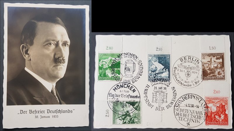 GERMAN THIRD REICH ORIGINAL NAZI POSTCARD HITLER THE LIBERATOR OF GERMANY