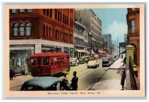 Halifax Nova Scotia Canada Postcard Barrington Street Trolley Car c1940's