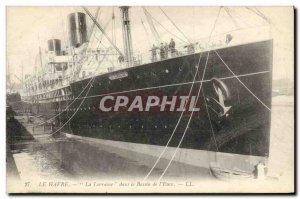 Old Postcard Boat Le Havre Lorraine in the basin of & # 39Eure