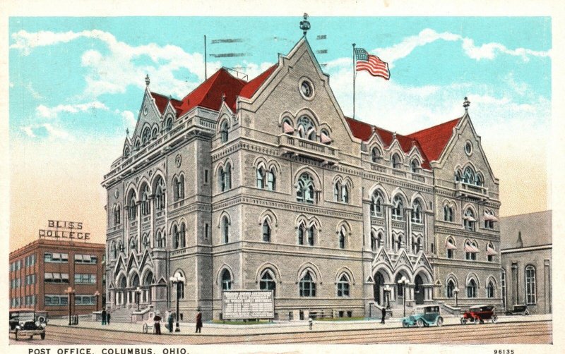 Vintage Postcard 1929 Post Office Postal Service Building Columbus Ohio Union