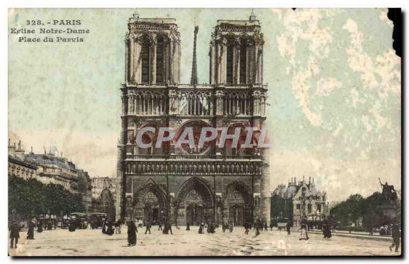 Paris - 4 - Notre Dame - Place du Parvis - Old Postcard