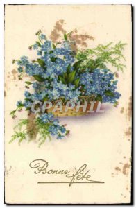 Old Postcard Bonne Fete Flowers