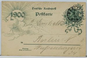 1900 Germany Deutche Reichspost 12/31/99 to Berlin Postcard K19